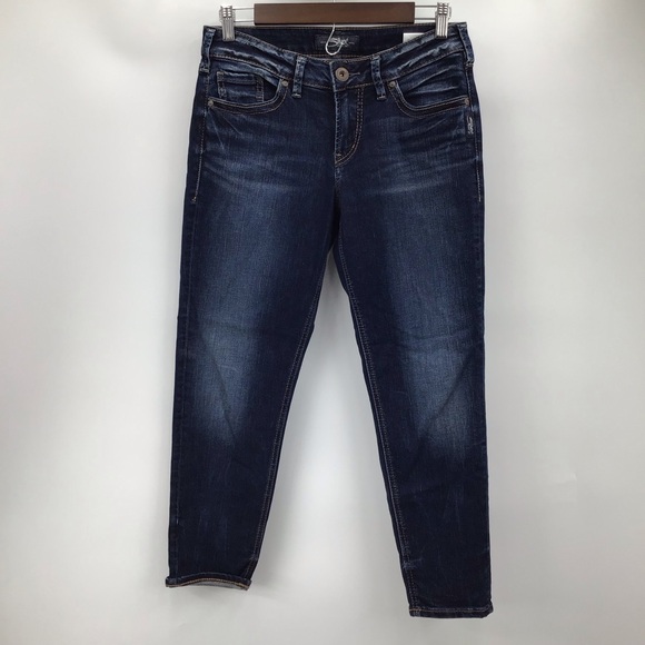 Silver Jeans Suki Skinny Crop Women's Deep Indigo Cropped Jeans - Picture 2 of 11